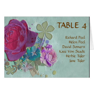 Vintage roses wedding table seating cards
