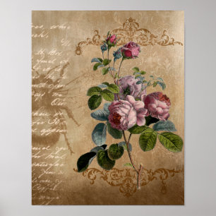 Vintage Roses with Script. Poster