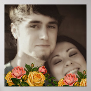 Vintage Roses Your Photo Wedding Poster