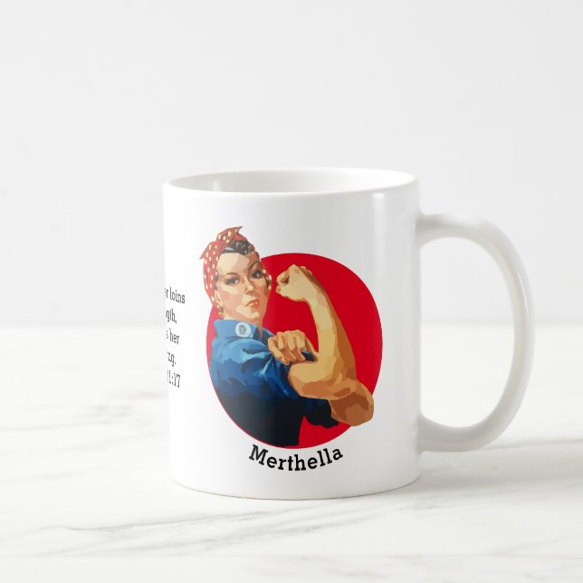 Vintage ROSIE RIVETER Personalized Coffee Mug (Right)
