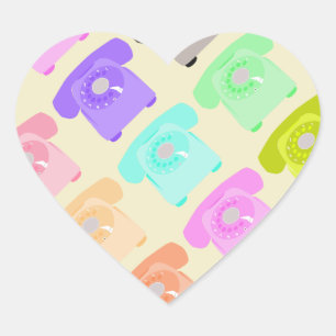vintage rotary dial telephone heart sticker