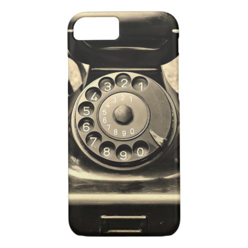 Vintage rotary phone black sepia  iPhone 87 case