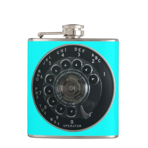 Vintage Rotary Phone Dial Flask Turquoise