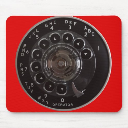 Vintage Rotary Phone Dial Mousepad Red