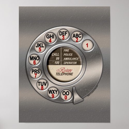 Vintage Rotary Phone Poster