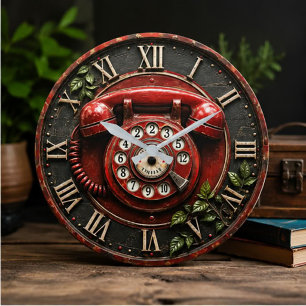 Vintage Rotary Retro Phone Antique Telephone Large Clock