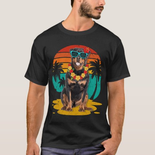 Vintage Rottweiler Dog Wearing Sunglasses Hawaii S T_Shirt