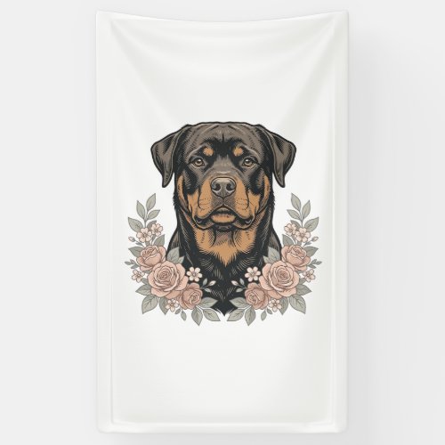 Vintage Rottweiler Floral Portrait Shirt Design_1 Banner