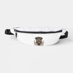 Vintage Rottweiler Floral Portrait Shirt Design_1 Fanny Pack