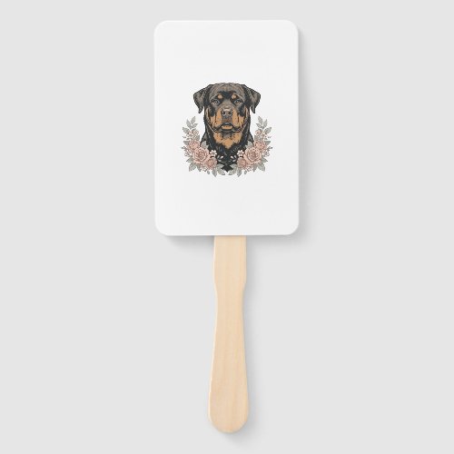Vintage Rottweiler Floral Portrait Shirt Design_1 Hand Fan