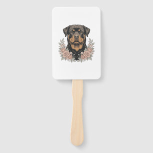 Vintage Rottweiler Floral Portrait Shirt Design_1 Hand Fan