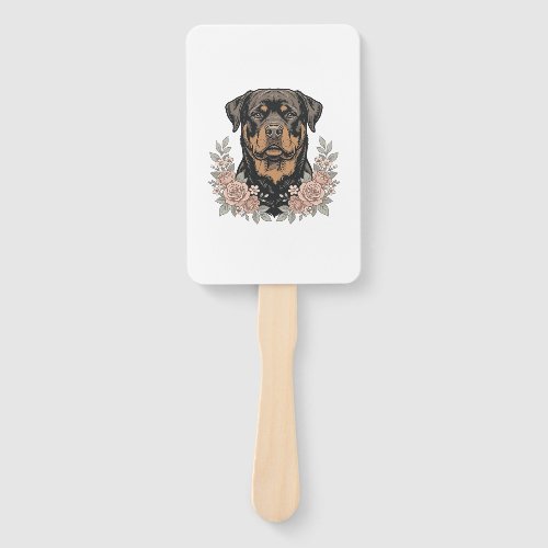 Vintage Rottweiler Floral Portrait Shirt Design_1 Hand Fan
