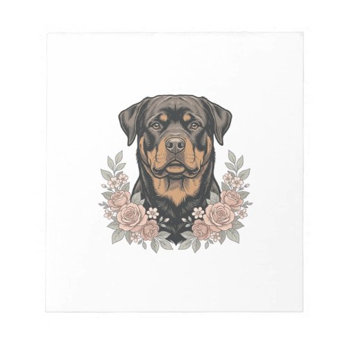 Vintage Rottweiler Floral Portrait Shirt Design_1 Notepad
