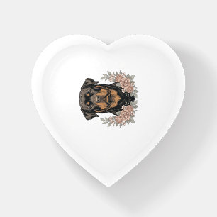 Vintage Rottweiler Floral Portrait Shirt Design_1 Paperweight