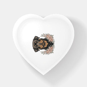 Vintage Rottweiler Floral Portrait Shirt Design_1 Paperweight