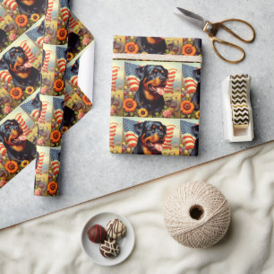 Vintage Rottweiler Painting Wrapping Paper