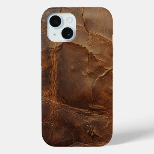 Vintage Rough Leather Texture iPhone 15 Case