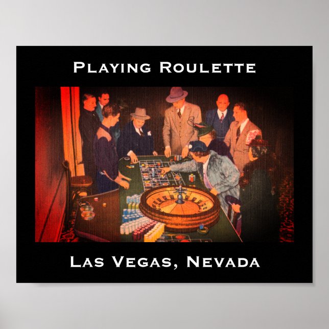 Vintage Roulette Scene, Las Vegas, Nevada Poster (Front)