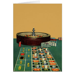 Vintage Roulette Table Casino Game, Gambling Chips Cards