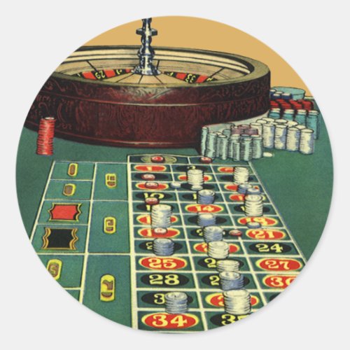 Vintage Roulette Table Casino Game Gambling Chips Classic Round Sticker