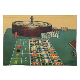 Vintage Roulette Table Casino Game, Gambling Chips Cloth Placemat