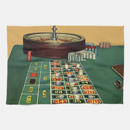 Vintage Roulette Table Casino Game Gambling Chips Kitchen Towel
