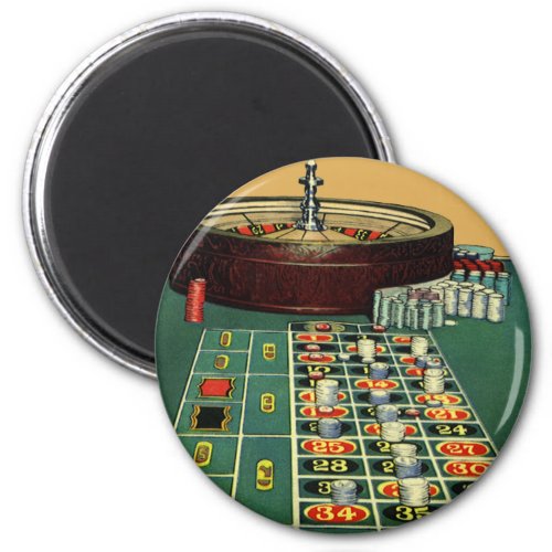 Vintage Roulette Table Casino Game Gambling Chips Magnet