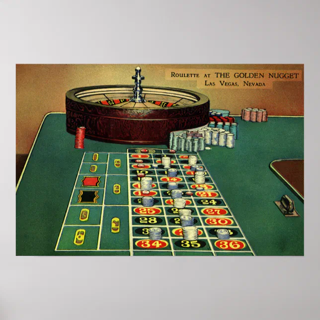 Vintage Roulette Table Casino Game, Gambling Chips Poster | Zazzle