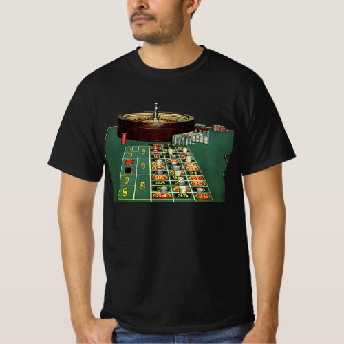 Vintage Roulette Table Casino Game Gambling Chips T_Shirt