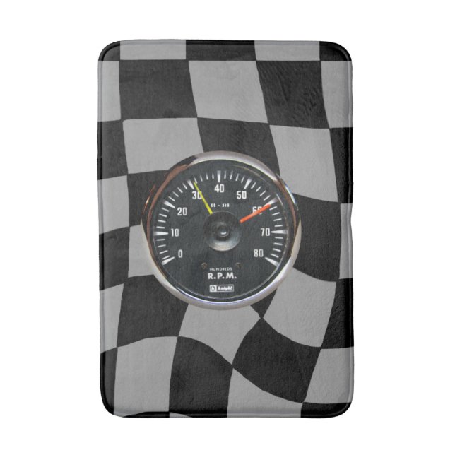 Vintage Round Analog Auto Tachometer Bath Mat (Front Vertical)