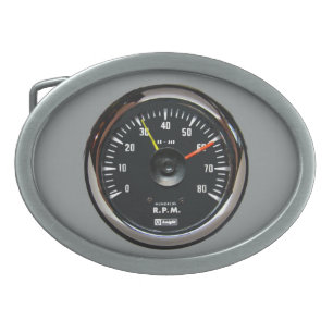 Vintage Round Analog Auto Tachometer Belt Buckle