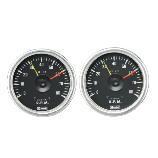 Vintage Round Analog Auto Tachometer Cufflinks (Front)