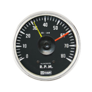 Vintage Round Analog Auto Tachometer Lapel Pin