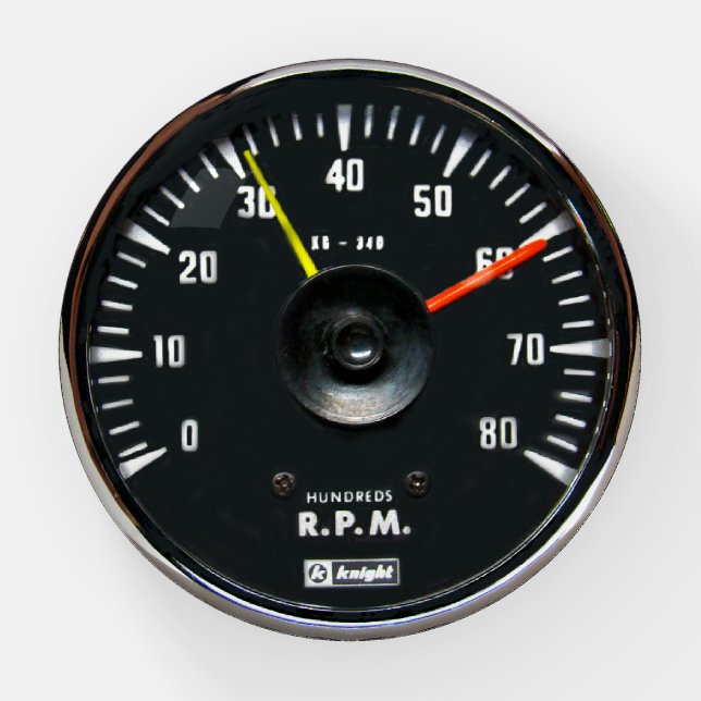 Vintage Round Analog Auto Tachometer Paperweight (Front)