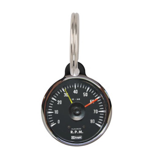 Vintage Round Analog Auto Tachometer Pet ID Tag