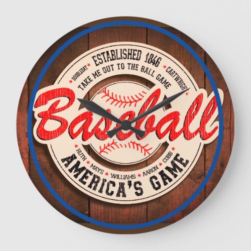 Vintage Round Baseball Sign on a Large Clock