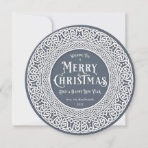 Vintage Round Blue + Off White Celtic