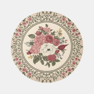 Vintage Round Floral Medallion Rug