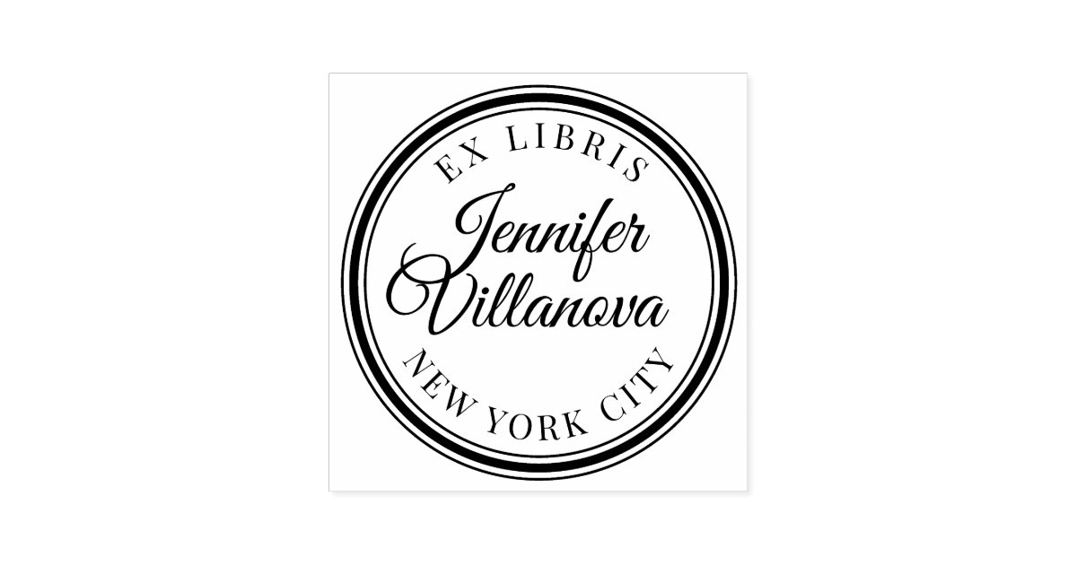 Vintage Round Frame Ex Libris Library Name Stamp | Zazzle