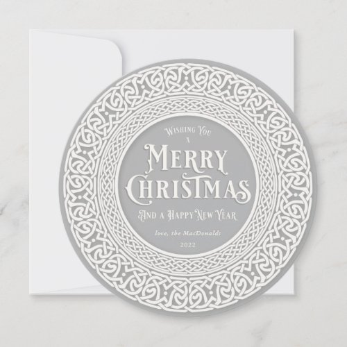 Vintage Round Gray + Off White Celtic