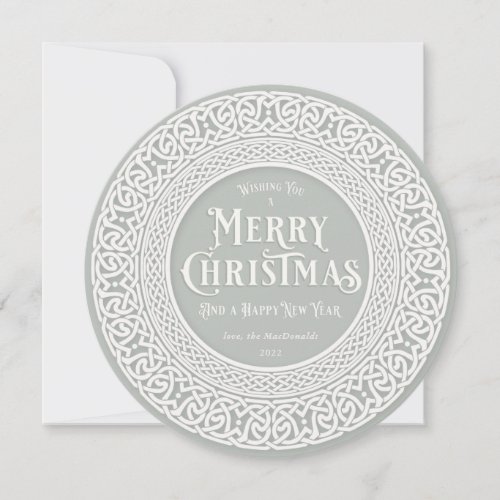 Vintage Round GrayGreen + Off White Celtic