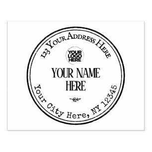 Vintage Round Return Address Rubber Stamp