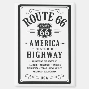 Vintage Route 66 America Historic Highway Art Deco Magnet