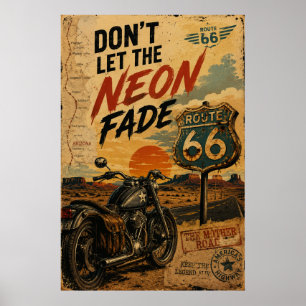 Vintage Route 66 Arizona Motorcycle Road Trip Poster