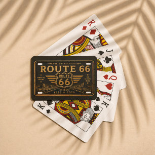 Vintage Route 66 Black Gold Design Poker Cards