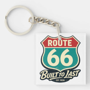 Vintage Route 66 Built To Last Keychain