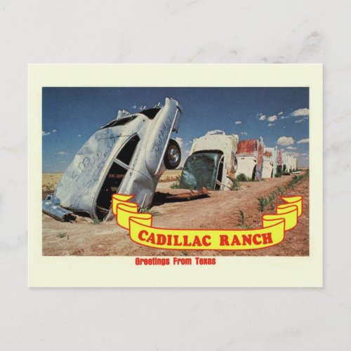 Vintage Route 66 Cadillac Ranch Travel Postcard