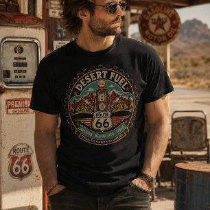 Vintage Route 66 Desert Fuel Gas Pump Mechanic T-Shirt
