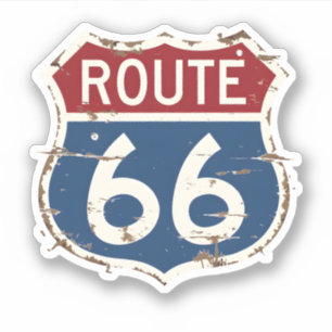 Vintage Route 66 Distressed Road Trip Highway Sign Sticker