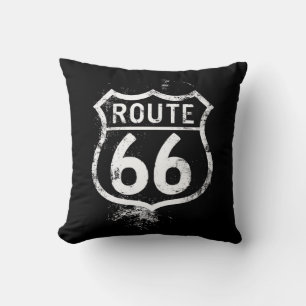 Vintage Route 66 Distressed Sign Americana Travel Throw Pillow